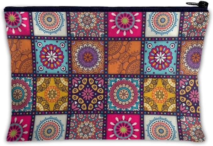 Trousse de maquillage, trousse de maquillage pour femme, grande trousse de voyage, organisateur de maquillage, trousse de toilette portable, élément ethnique, multicolore, Trousse de beauté